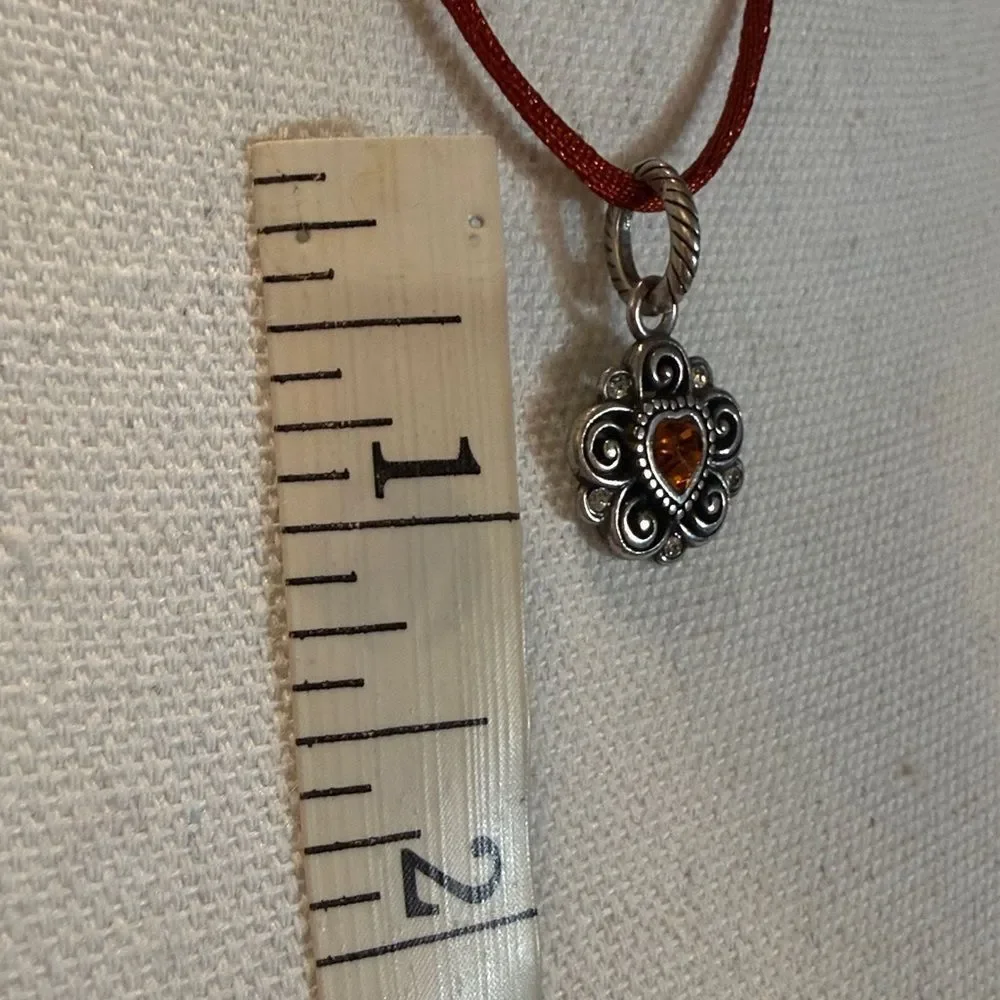 BRIGHTON HEART PENDANT FLOWER SHAPE ON FREE SILK ROPE NECKLACE CHAIN